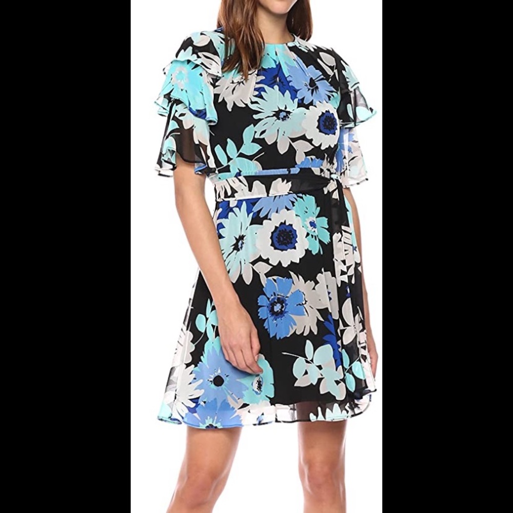 Calvin Klein Ruffle Sleeve Dress